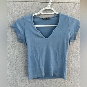 Blue Brandy Melville Baby Tee (Notch Detail)